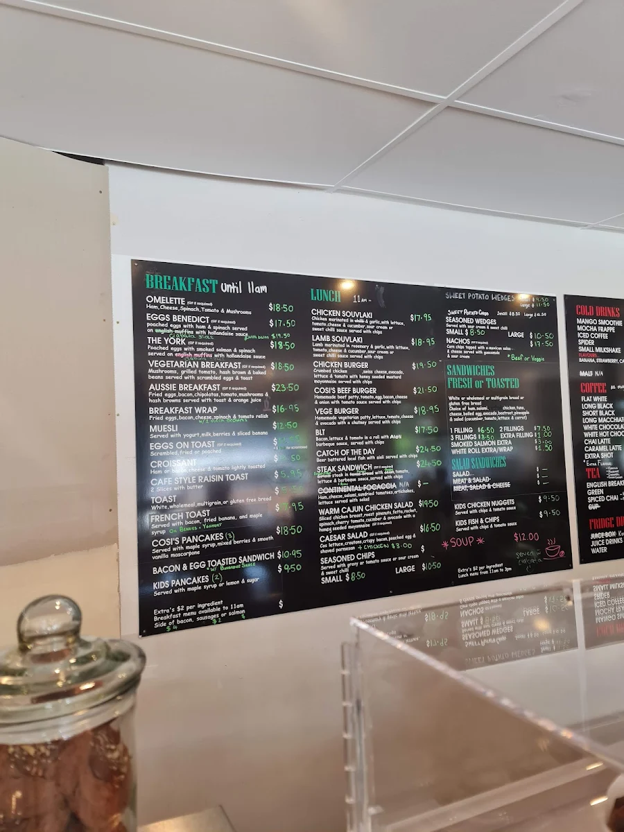 Menu, Frederick's Café