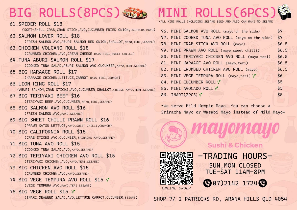 Menu, Mayomayo sushi