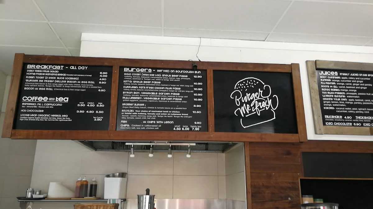 Menu, Burger Me Fresh Cafe