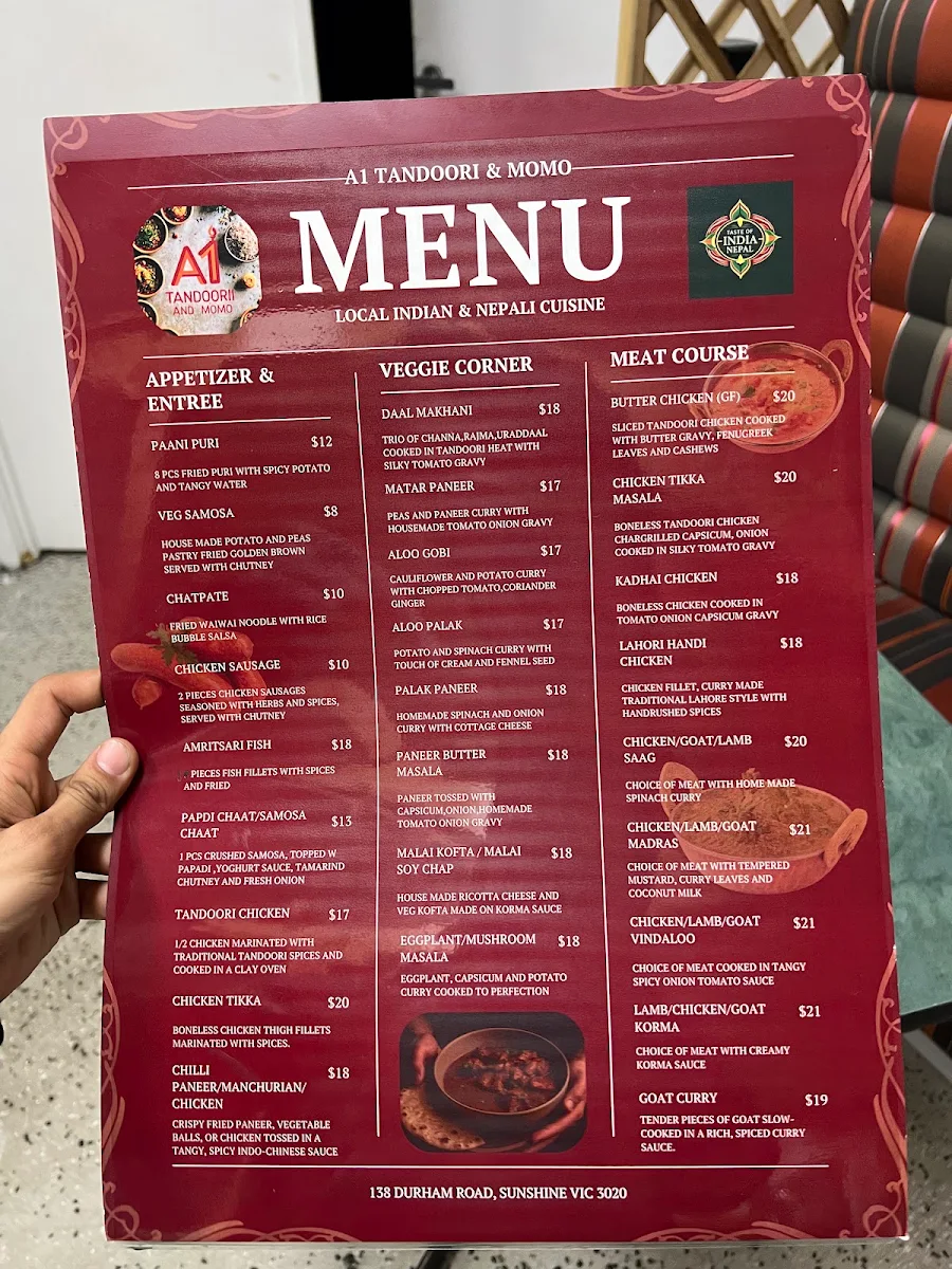 Menu, A1 Tandoori n Momo Restro Bar