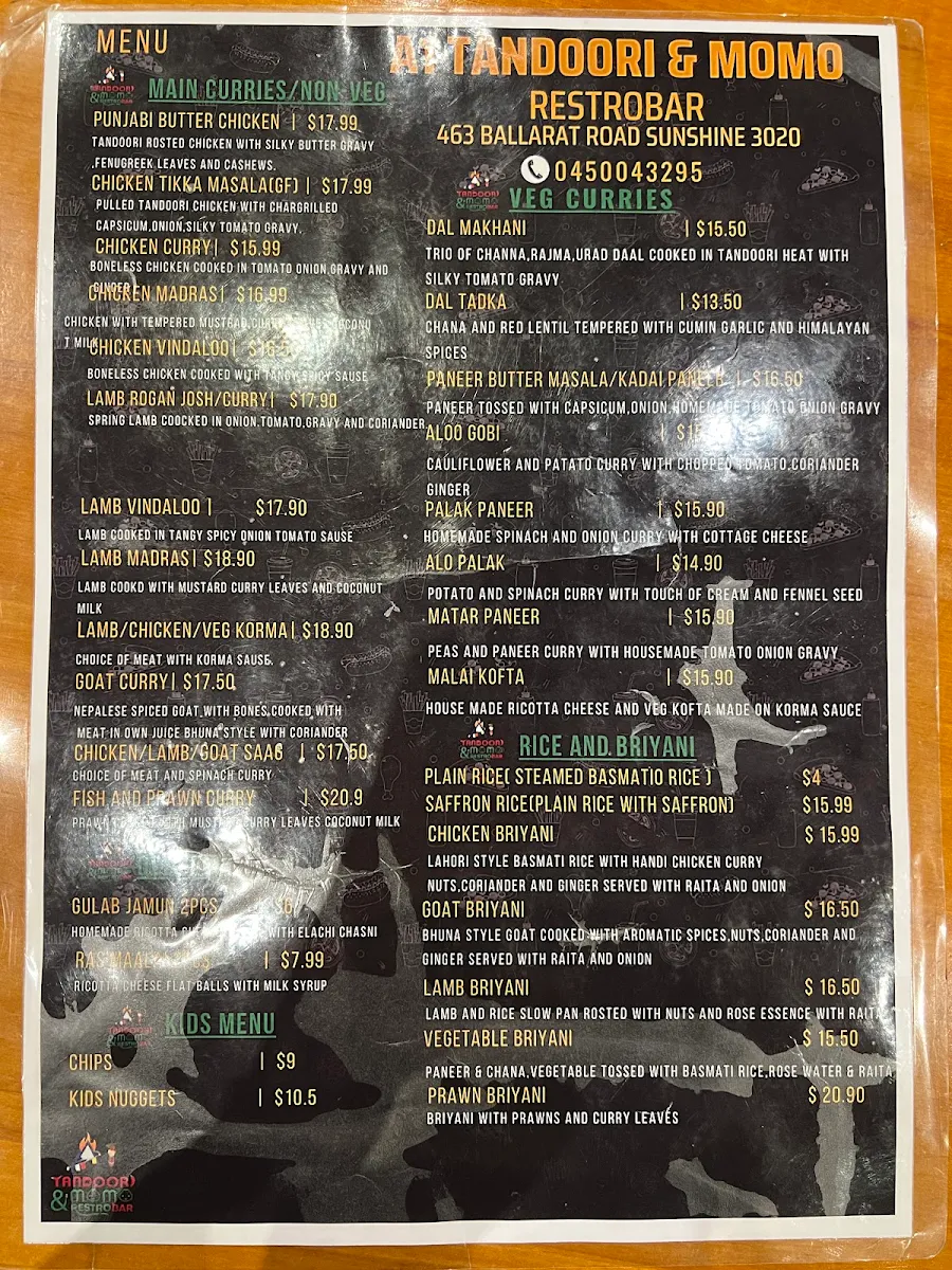 Menu, A1 Tandoori n Momo Restro Bar