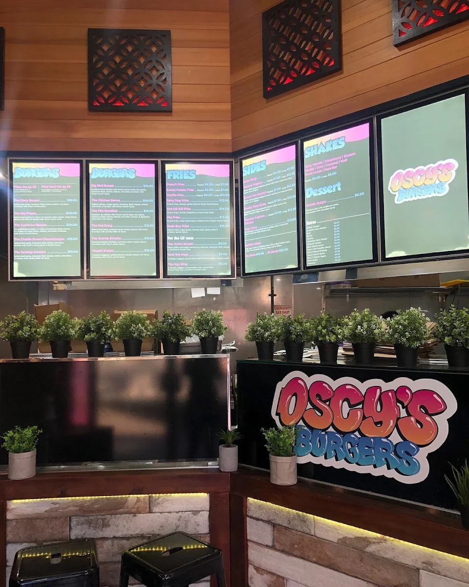 Menu, Oscy's Burgers Greenway