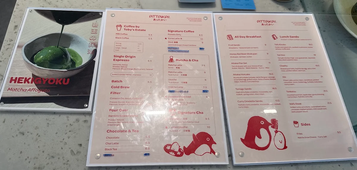 Menu, Attakai - Japanese Cafe Carlton