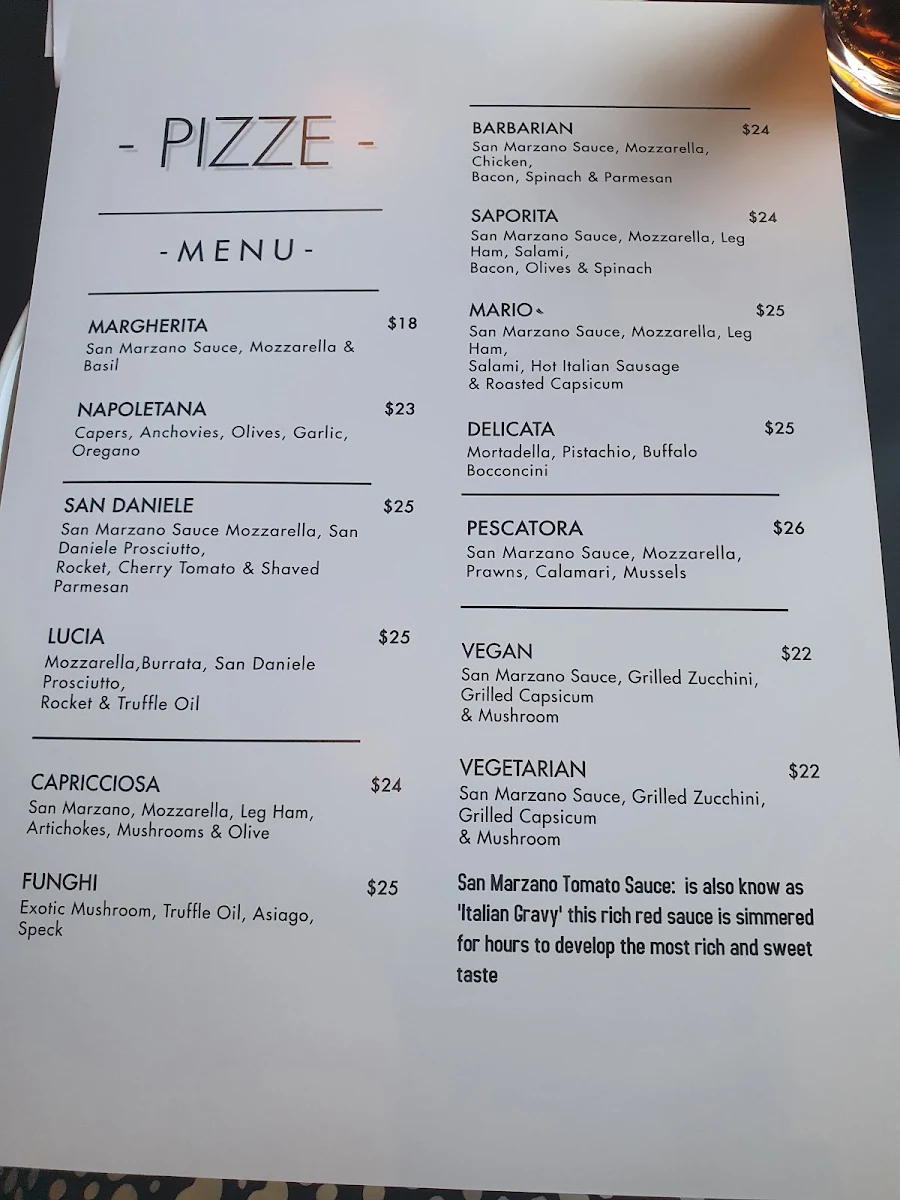 Menu, Io e Te Pizzeria e Ristorante