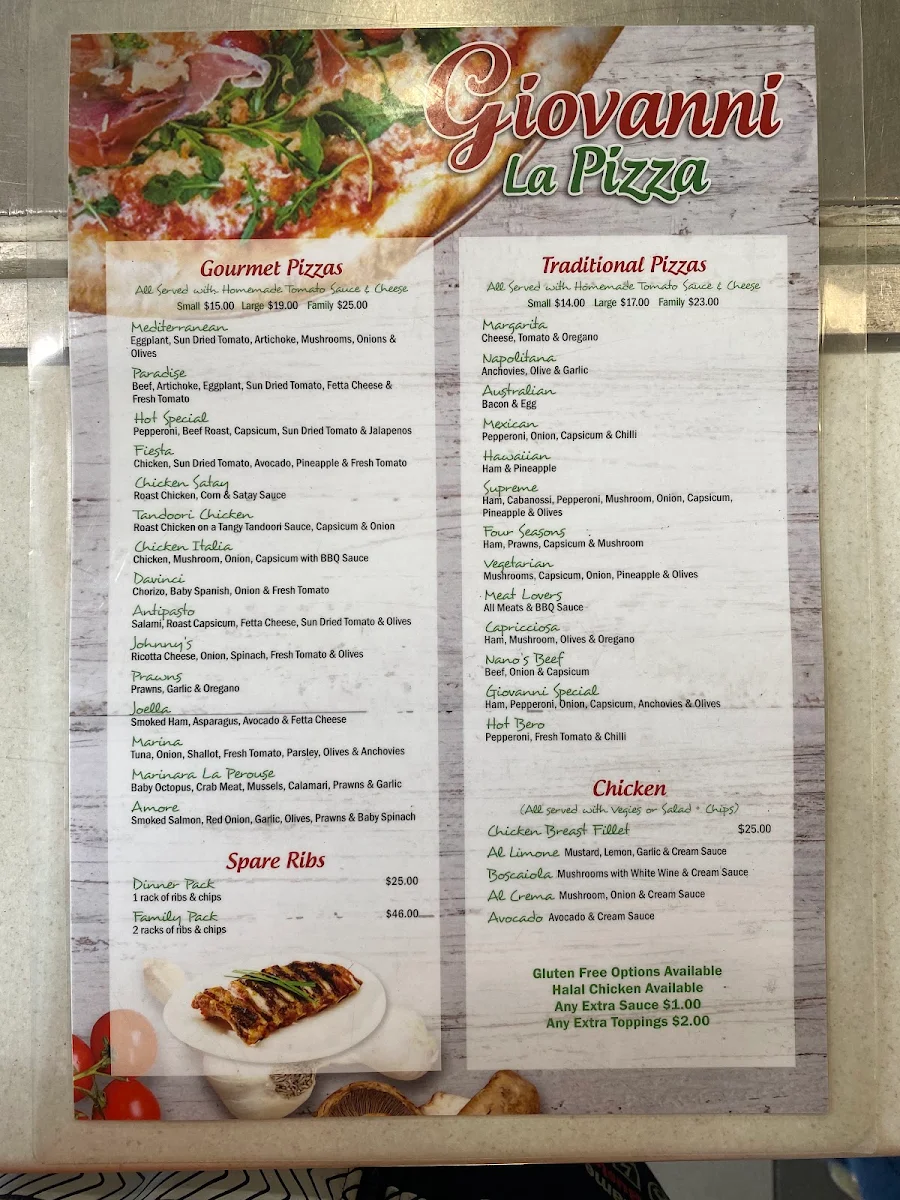 Menu, Giovanni La Pizza
