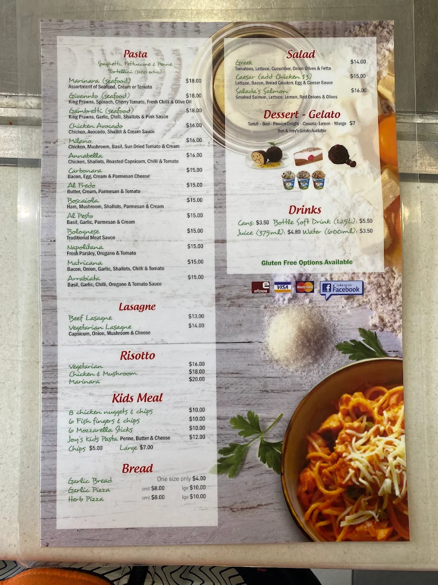 Menu, Giovanni La Pizza