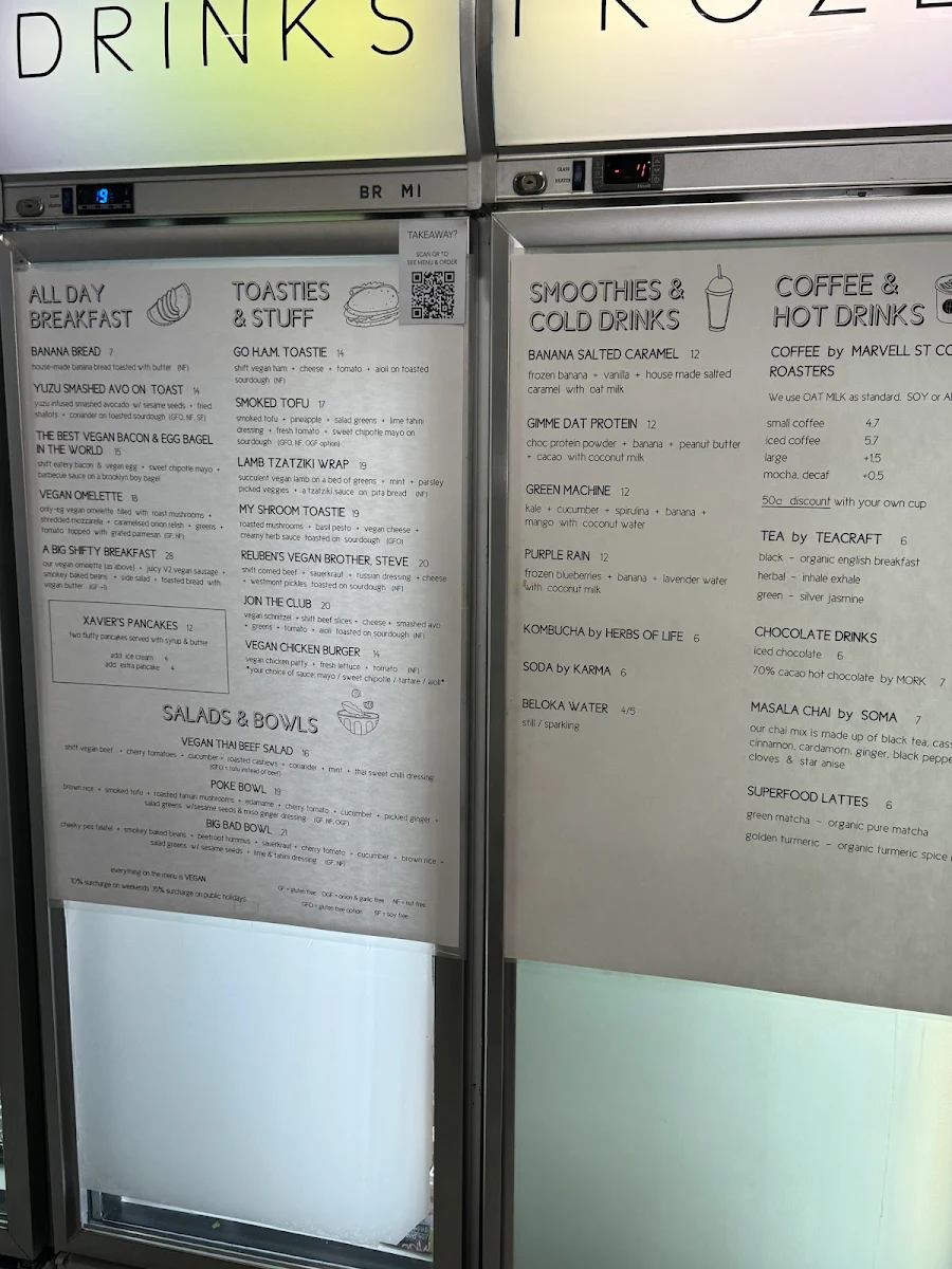 Menu, Shift Eatery