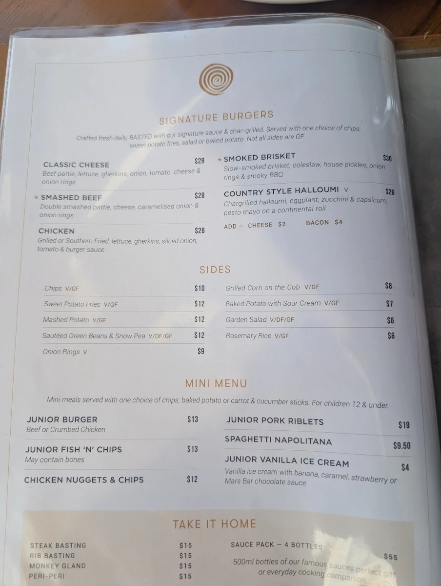 Menu, Hurricane's Grill Castle Hill