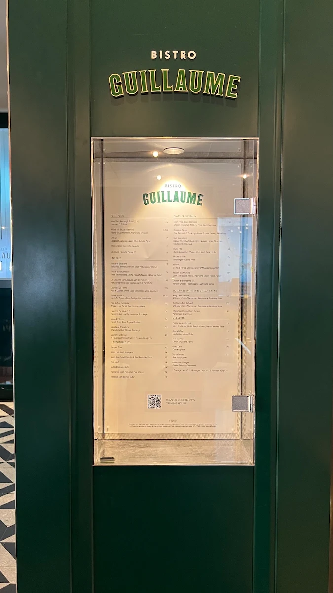 Menu, Bistro Guillaume