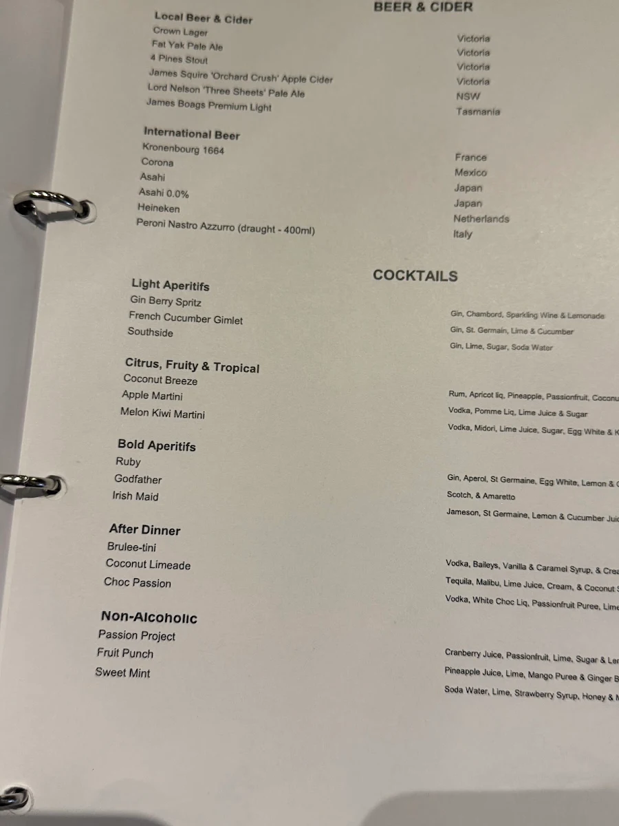 Menu, Bistro Guillaume