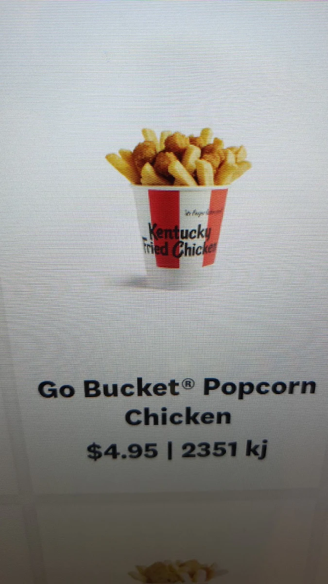 Menu, KFC Frankston Bayside