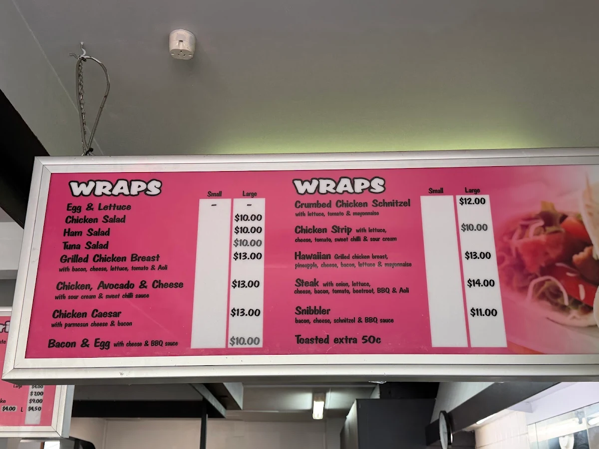 Menu, DJ's Cafe & Takeaway