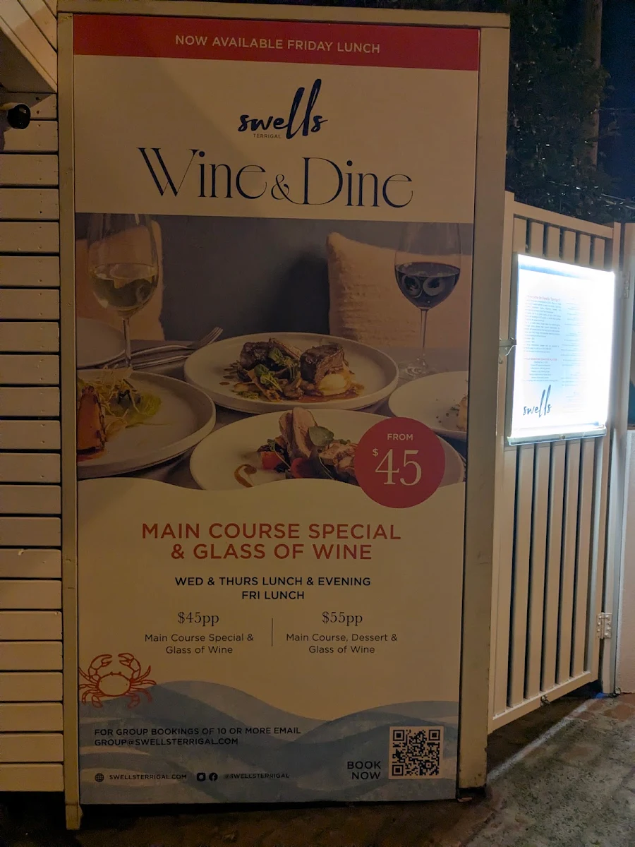 Menu, Swells Terrigal
