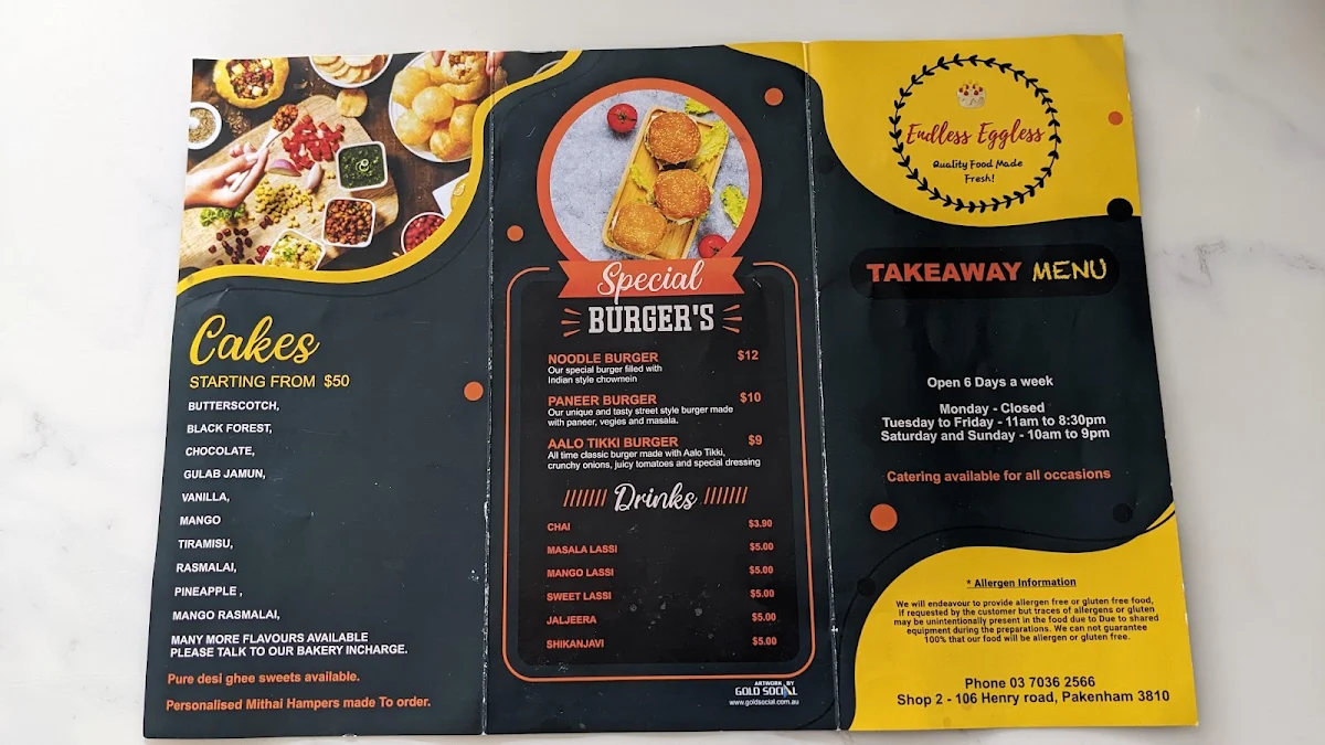 Menu, Endless Eggless
