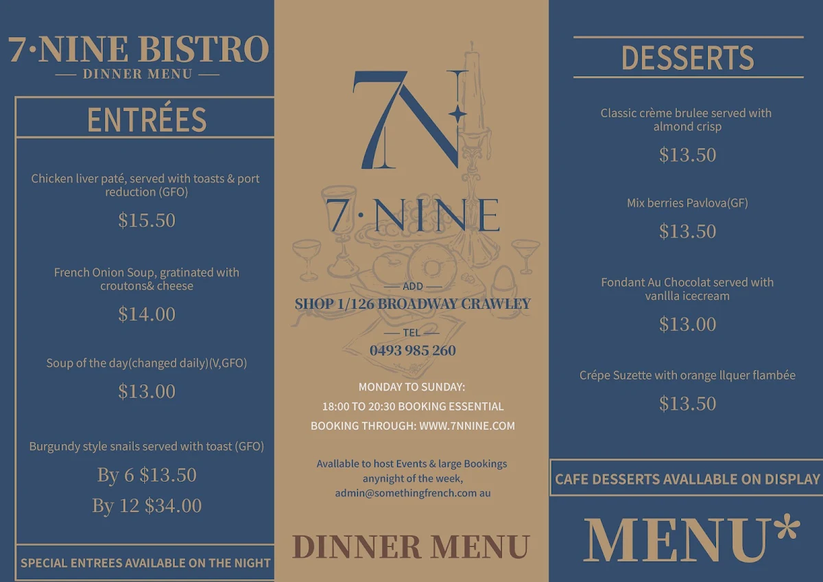 Menu, 7 Nine