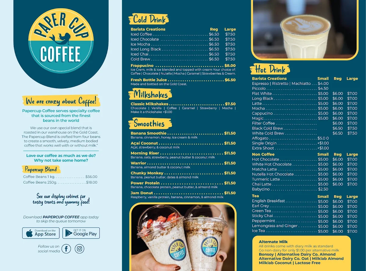 Menu, Papercup Coffee Labrador