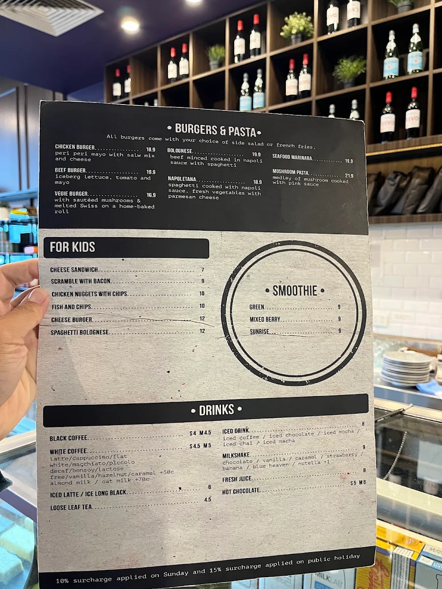 Menu, Hangar Cafe Restaurant