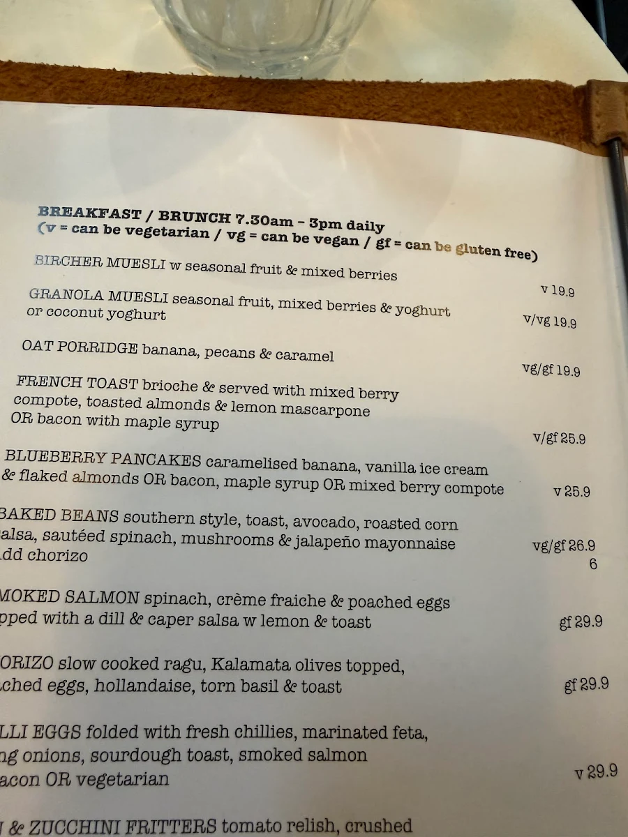 Menu, South of Johnston