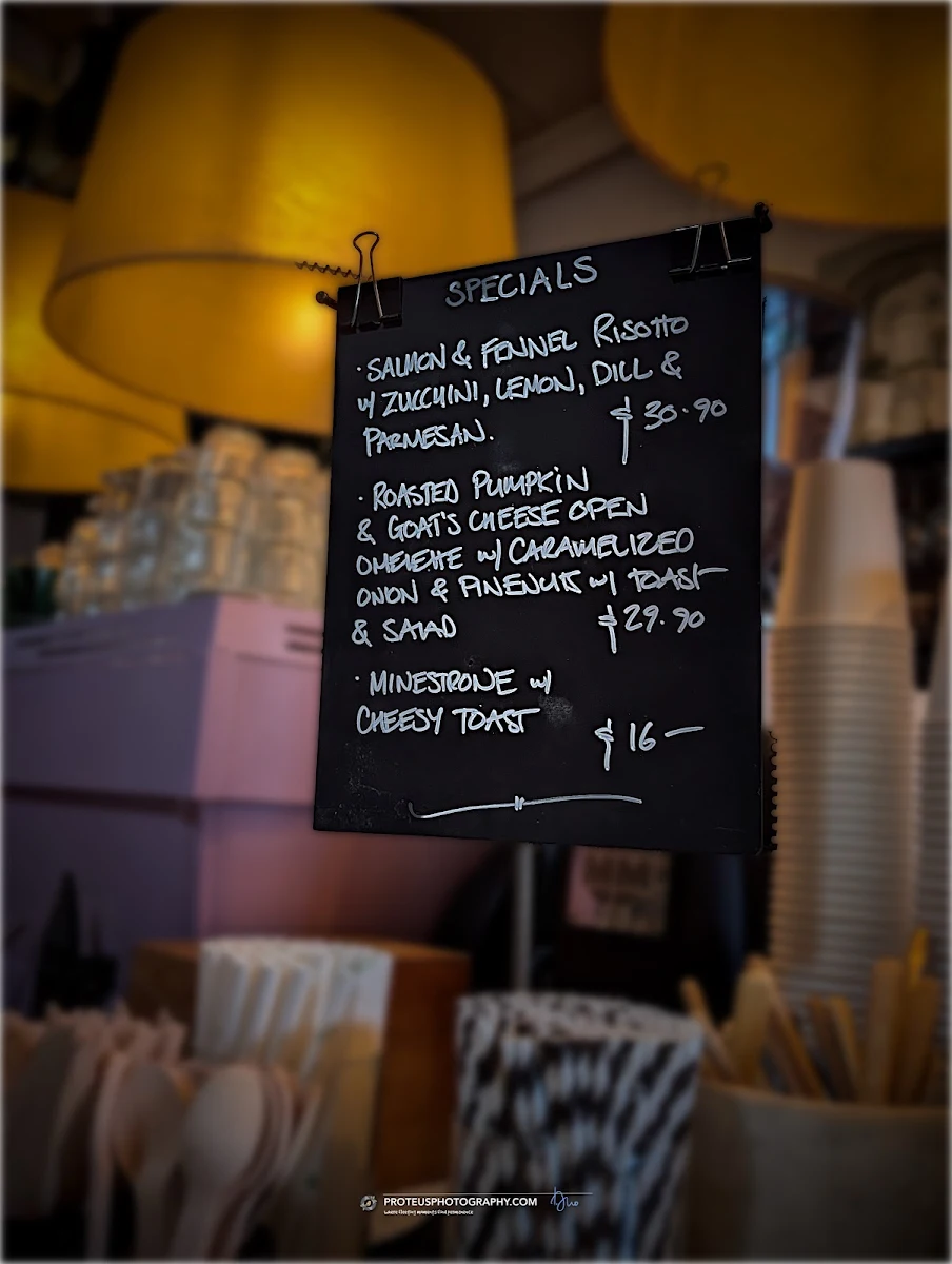 Menu, South of Johnston