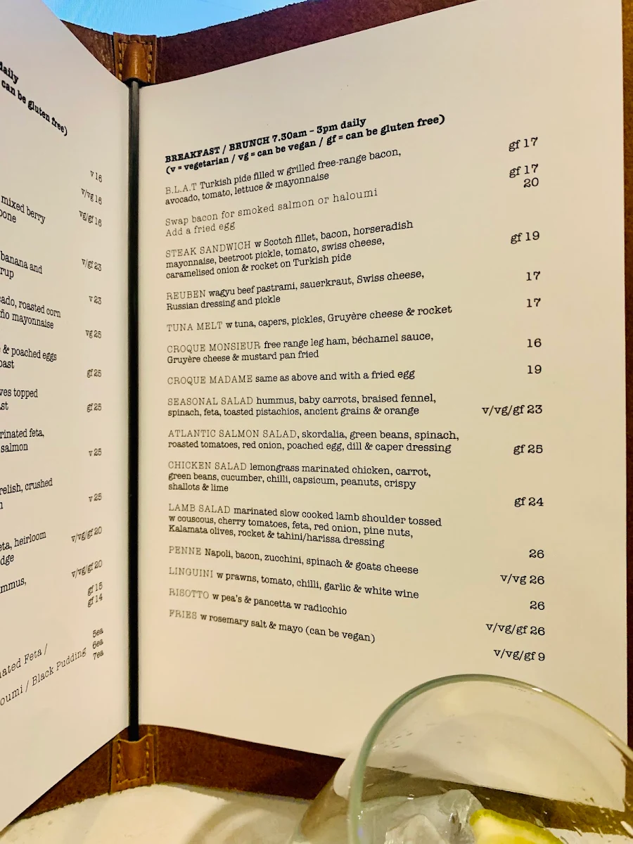 Menu, South of Johnston