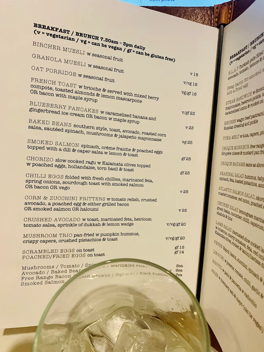 Menu, South of Johnston