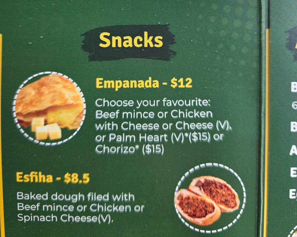 Menu, Pingado Cafe