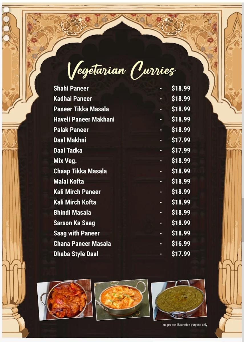 Menu, RAJA HAVELI FUNCTION HALL