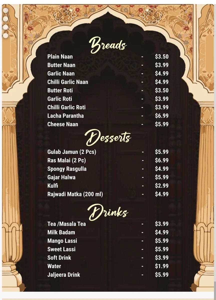 Menu, RAJA HAVELI FUNCTION HALL