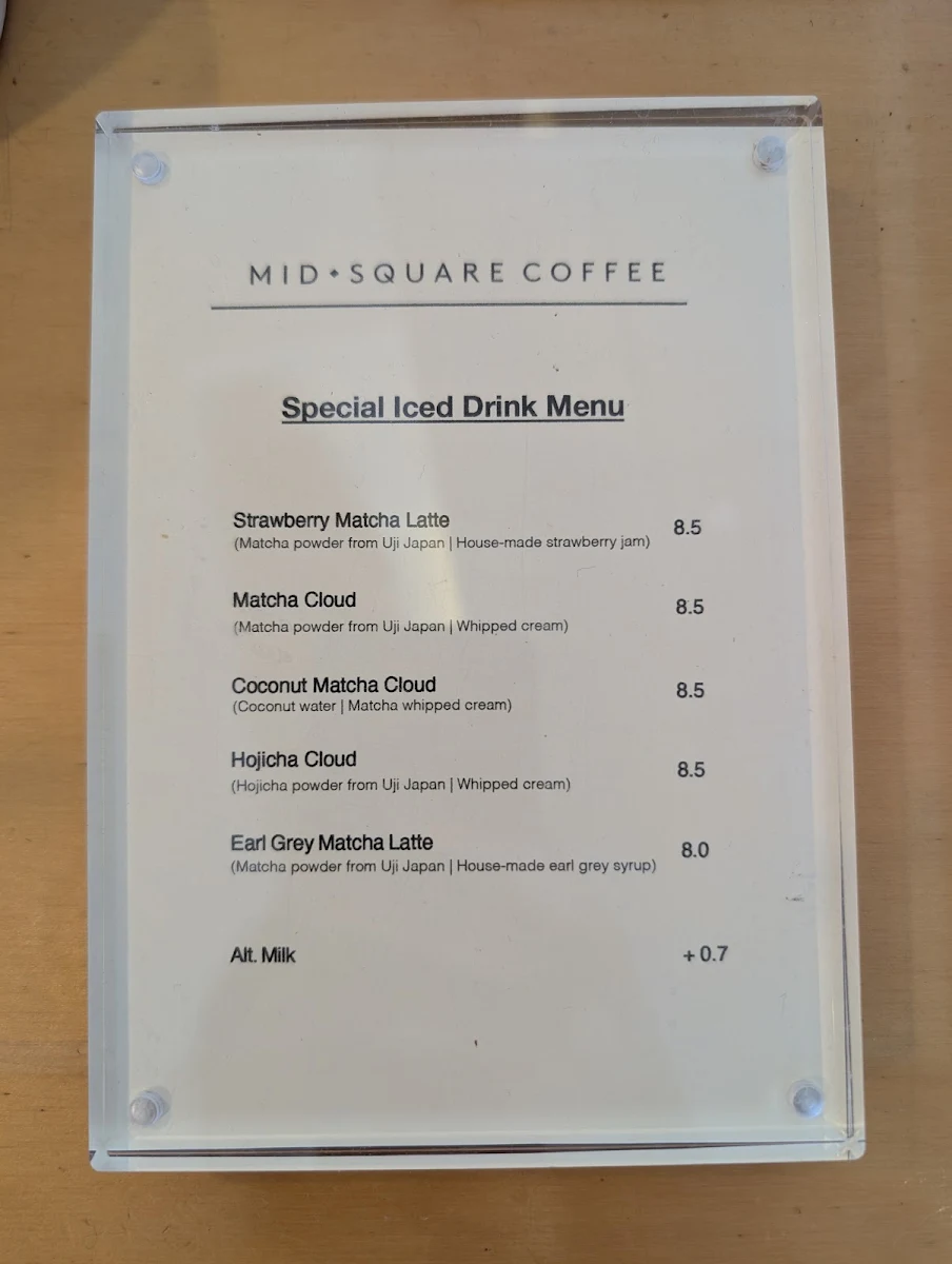 Menu, Mid Square Coffee