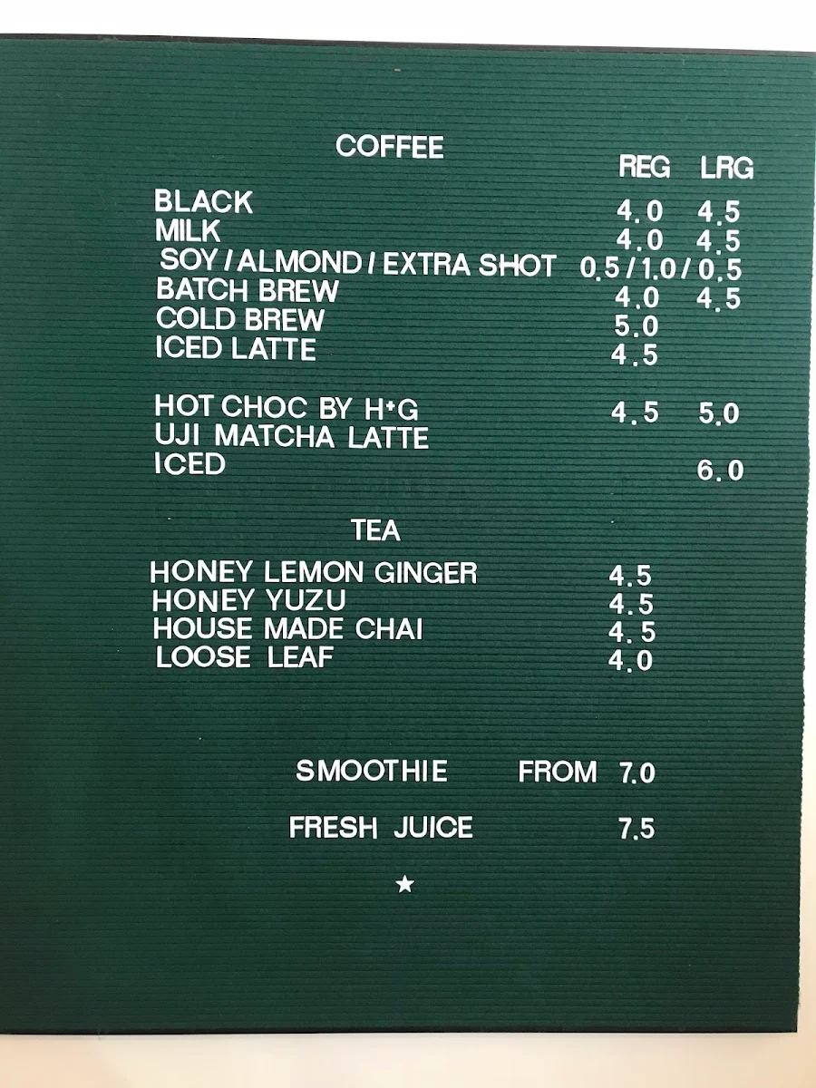 Menu, Mid Square Coffee