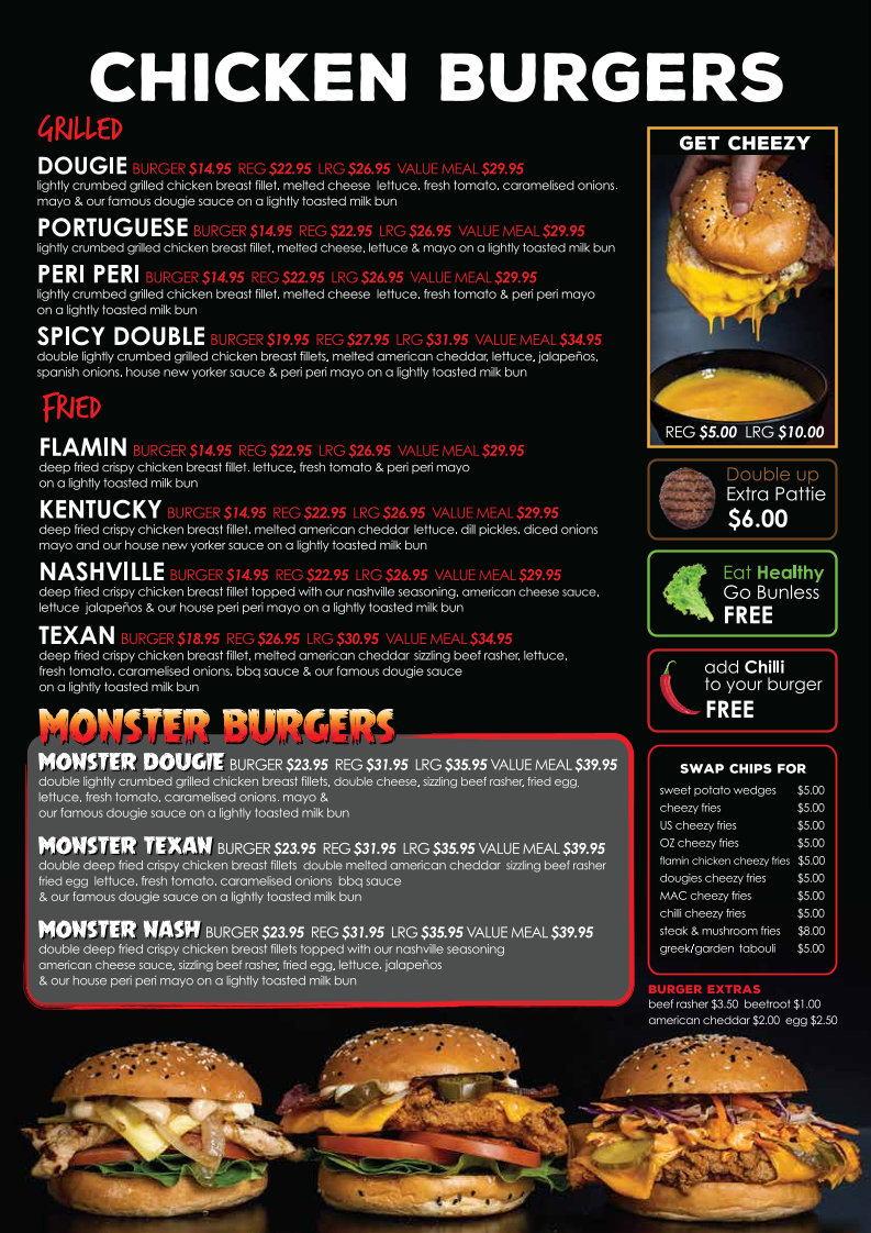 Menu, Dougies Grill Bankstown