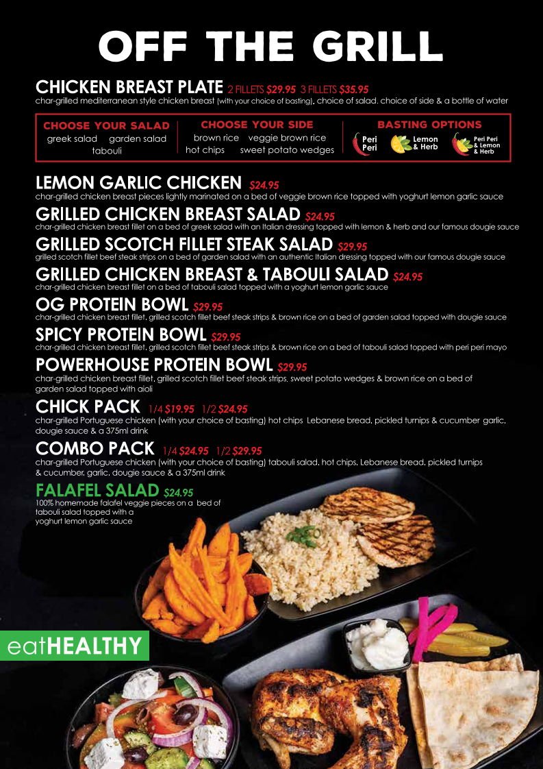 Menu, Dougies Grill Bankstown