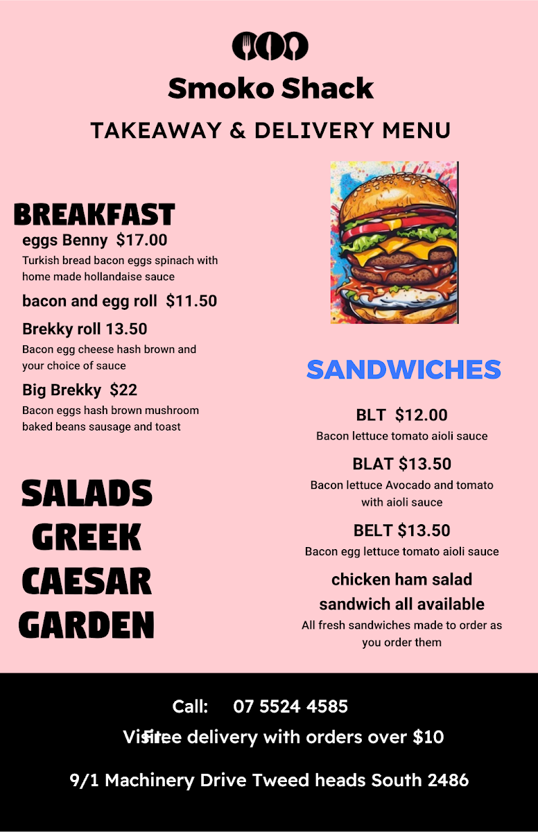 Menu, Smoko Shack