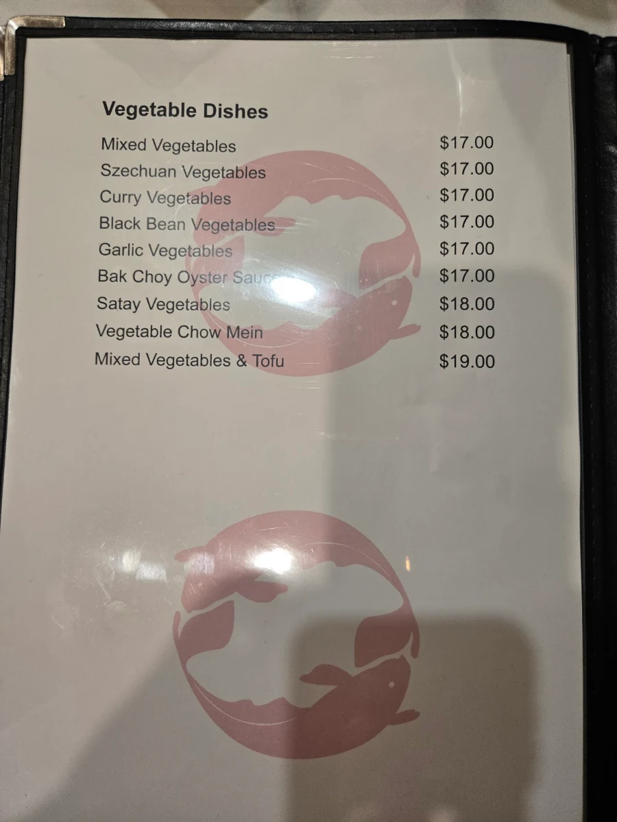 Menu, Koi Chinese Baldivis