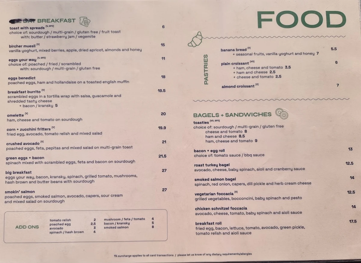 Menu, Lost and Found Cafe + Bar