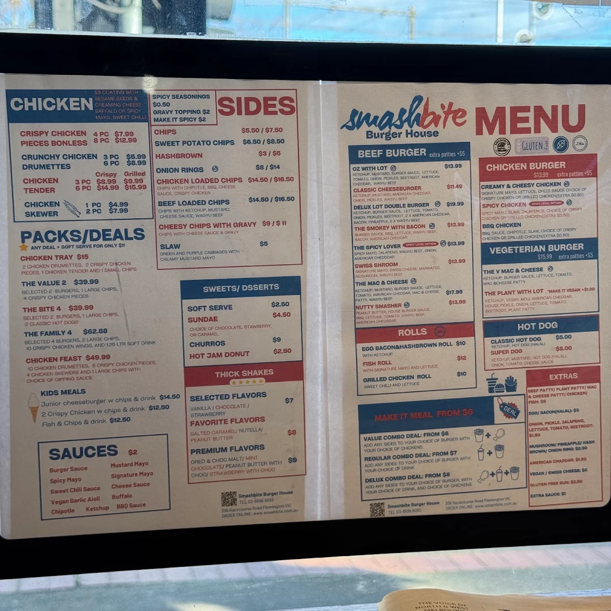 Menu, Smashbite Burger House