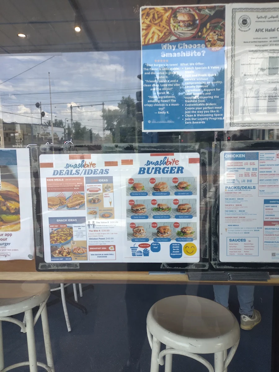 Menu, Smashbite Burger House