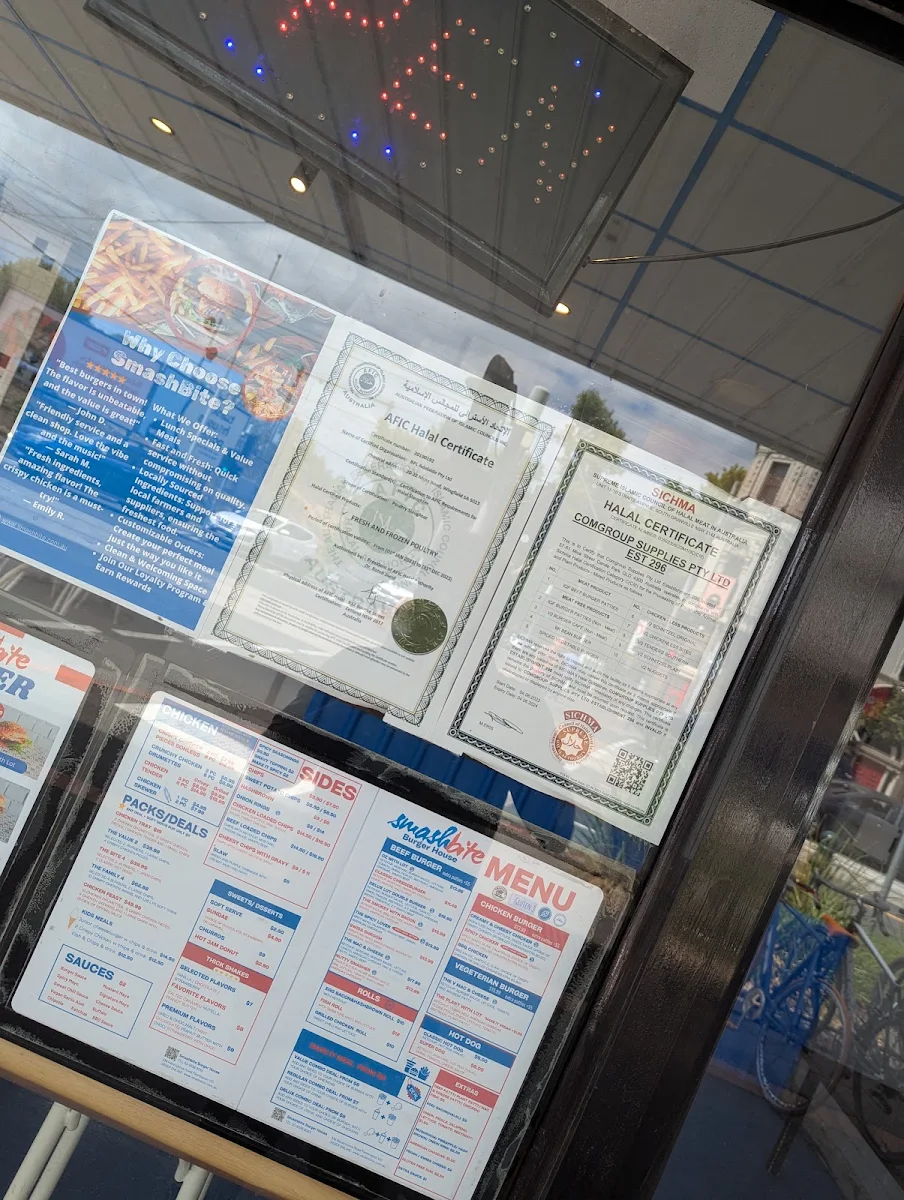 Menu, Smashbite Burger House