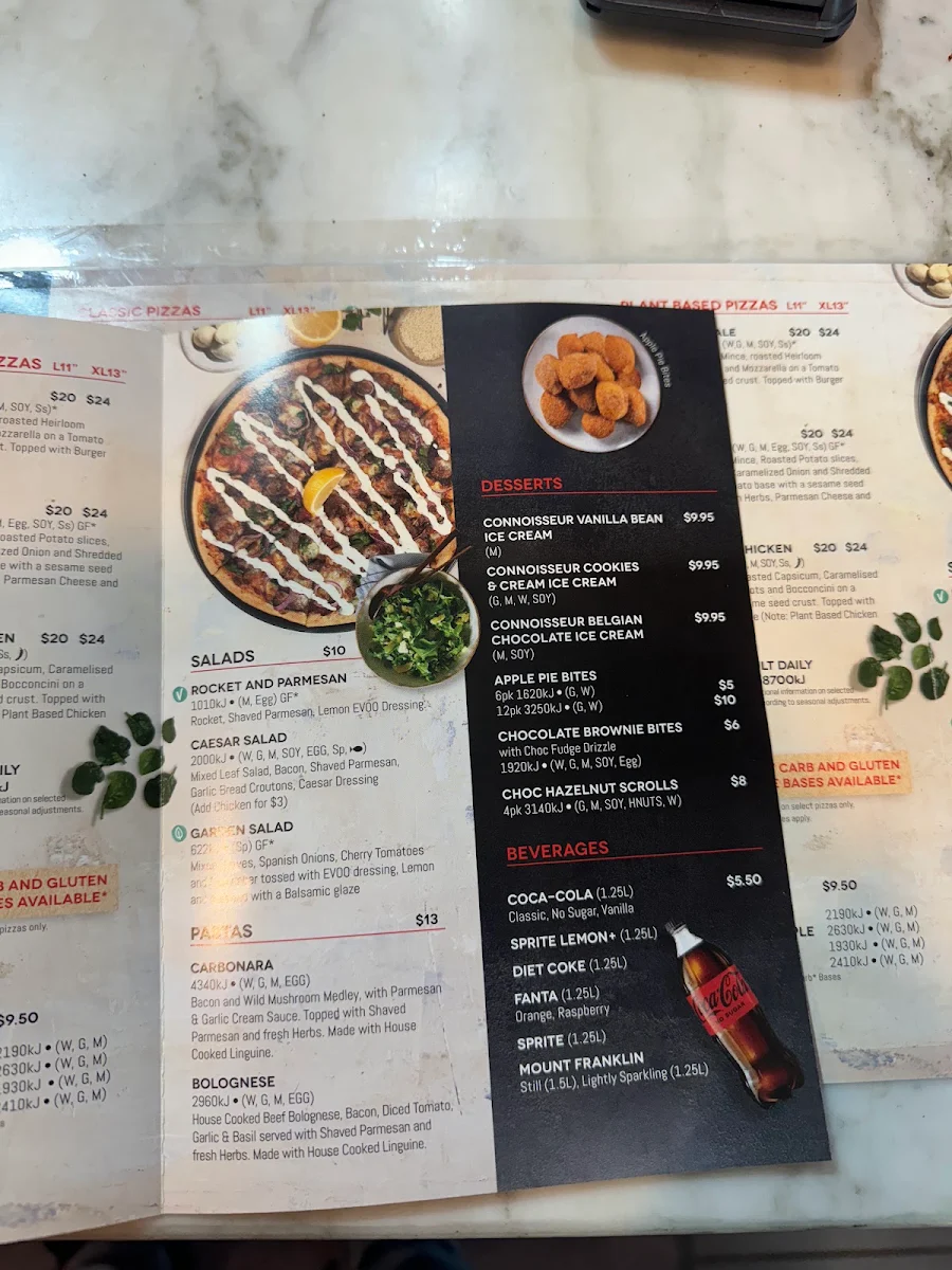 Menu, Crust Pizza Carnegie