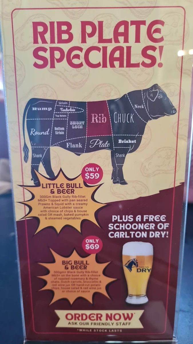 Menu, Amaroo Tavern