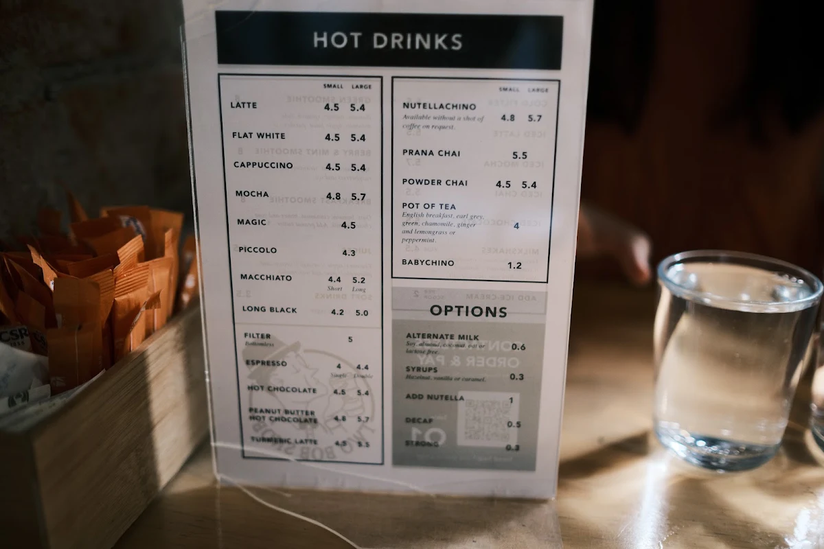 Menu, Two Bob Snob