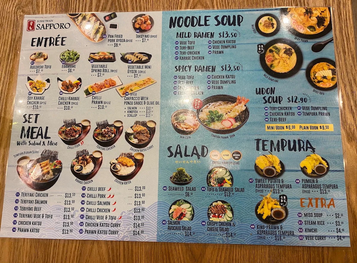 Menu, Sushi Train Sapporo
