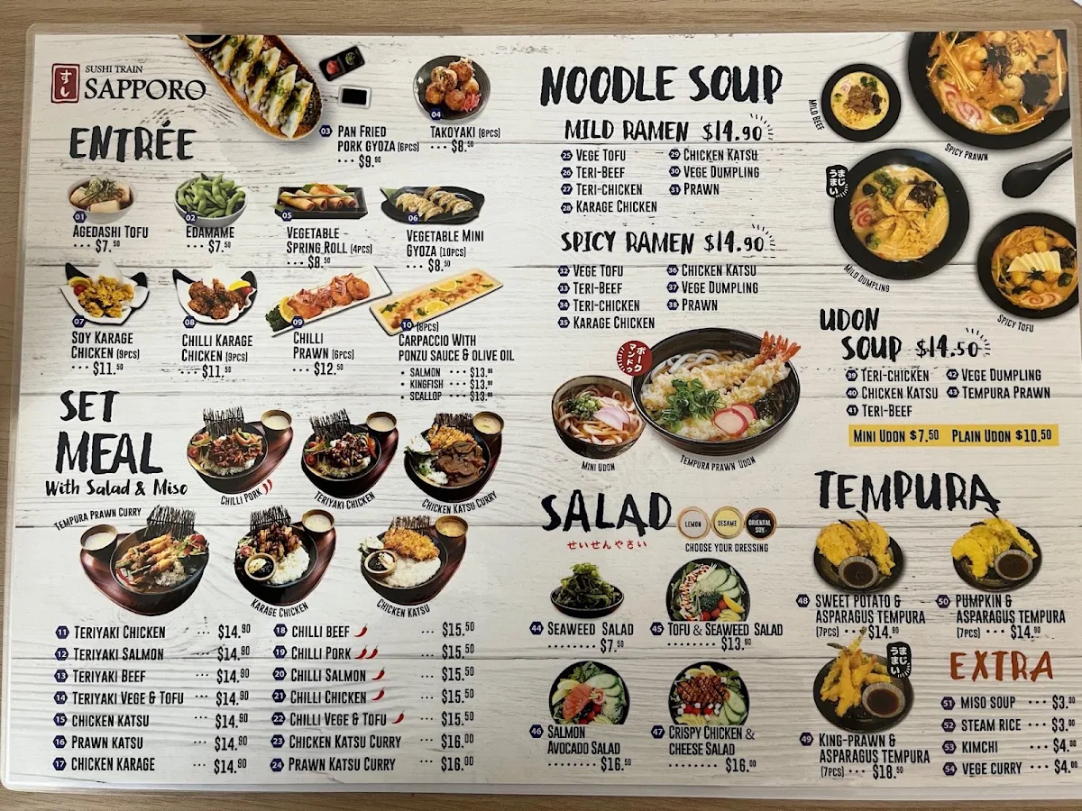 Menu, Sushi Train Sapporo