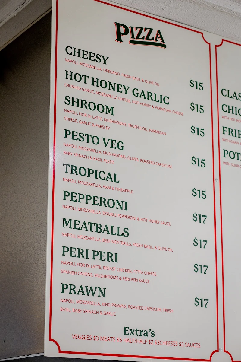 Menu, Leons Pizzeria