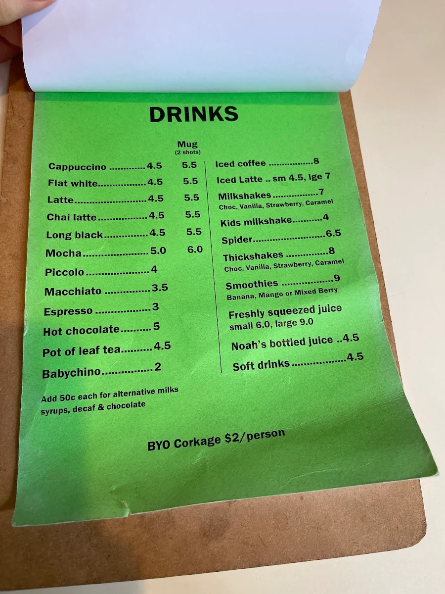 Menu, Cafe Graze