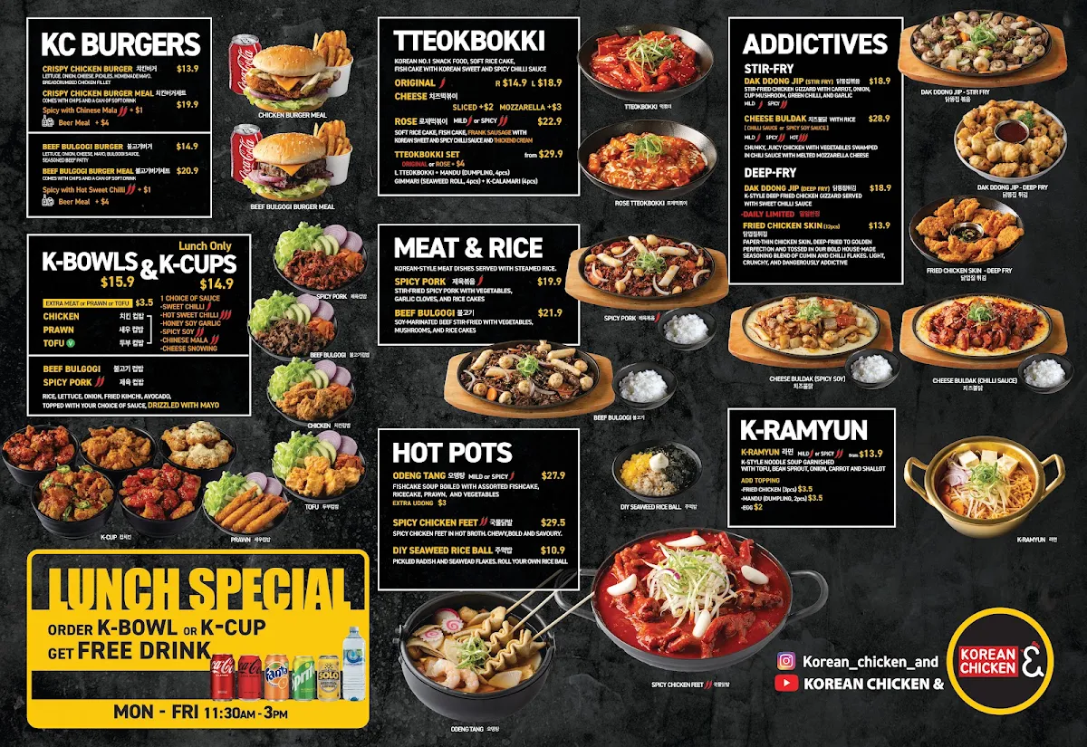Menu, Korean Chicken & Beer