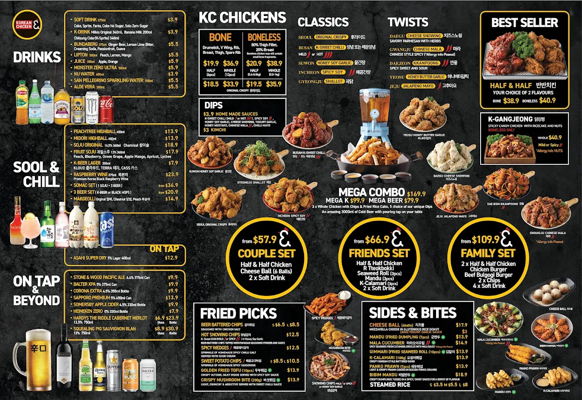 Menu, Korean Chicken & Beer