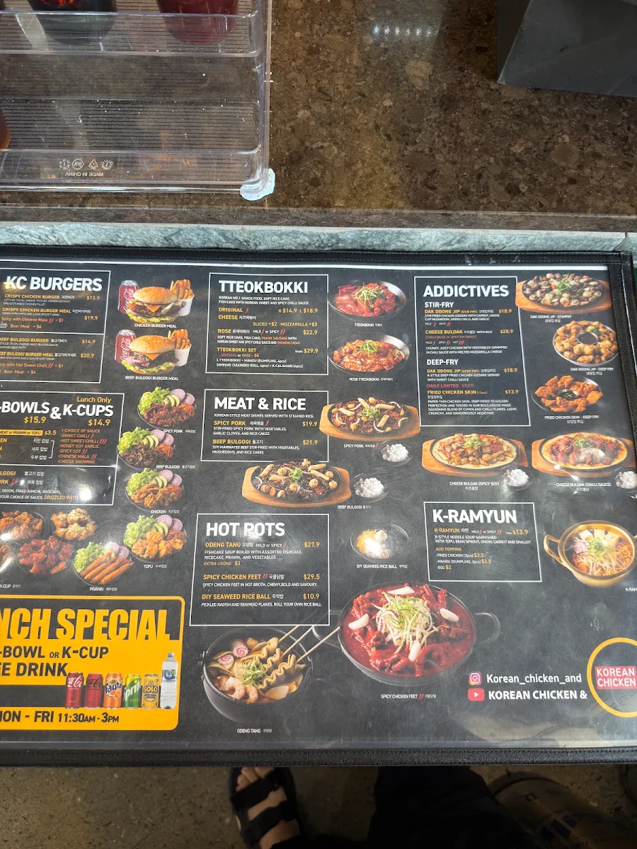Menu, Korean Chicken & Beer