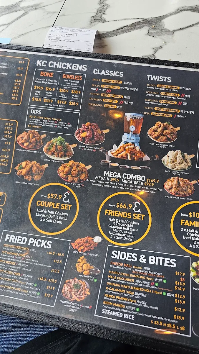 Menu, Korean Chicken & Beer
