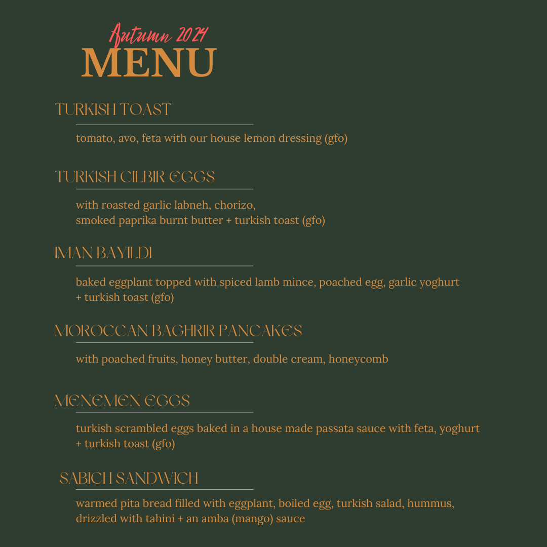 Menu, Hand of Fatima Cafe